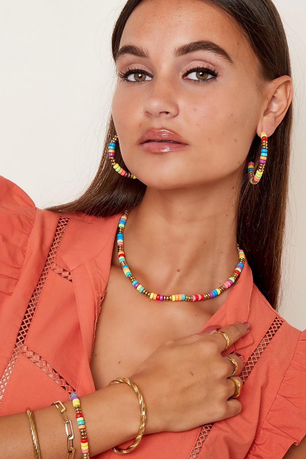 Colourful beads necklace Multi polymer clay h5Picture4